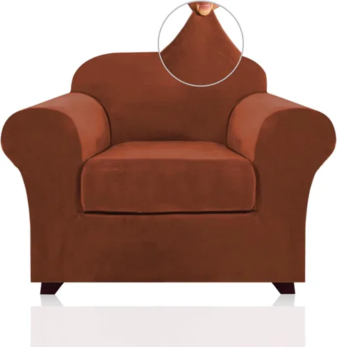 Miniatura 60 de PrinceDeco - Fundas de sofá de 4 piezas para sofá de 3 cojines de ancho de hasta 105 pulgadas de grosor, fundas suaves con 3 fundas de cojín Borgoña