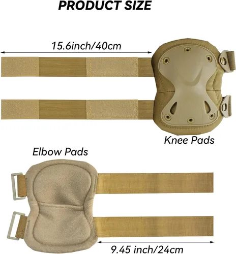 Miniatura 8 de Almohadillas Protectoras Tácticas de Combate para Rodilla y Codo para Juegos de Paintball CS al Aire Libre, Ciclismo, Seguridad, Equipo de Canela
