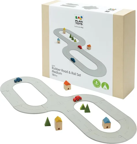 Miniatura 15 de PlanToys® Juego de camino y riel de goma, pequeño juego Montessori de madera Imaginación, resolución de problemas y exploración de movimiento