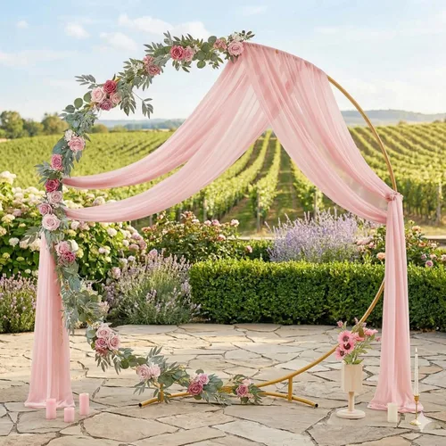 Miniatura 3 de MDS Paquete de 1 panel de cortina de arco de boda (30 pulgadas de ancho x 30 pies de largo) tela de gasa transparente para boda, ceremonia, Rosa