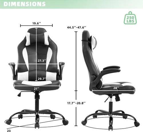 Miniatura 2 de Silla de juegos grande y alta, silla ergonómica de escritorio para computadora, cómoda silla de oficina ajustable de altura ajustable con soporte