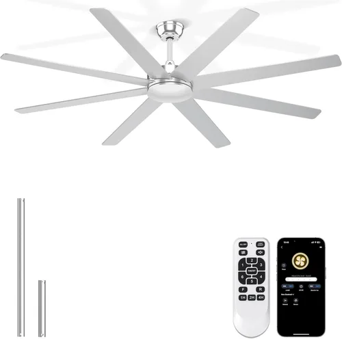 Miniatura 13 de Ventiladores de techo de 60 pulgadas con luces – Moderno ventilador de techo negro con control remoto/aplicación, regulable, silencioso ventilador