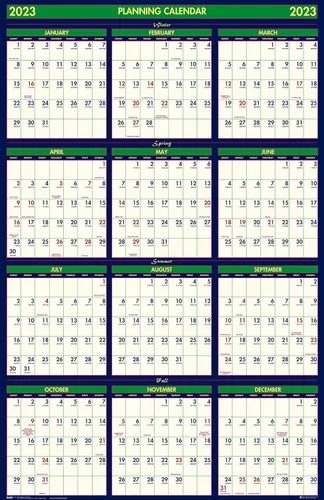 House of Doolittle Calendario de pared laminado de 4 estaciones 2022-2023, reversible, 24 x 37 pulgadas, julio - junio y enero - diciembre