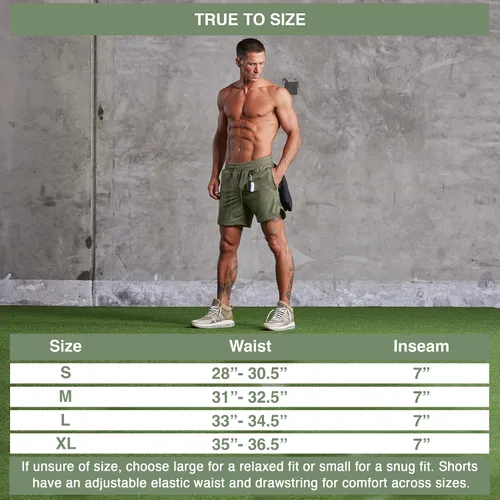 Miniatura 6 de Born Tough Pantalones cortos de entrenamiento de gimnasio para hombre, entrepierna de 7 pulgadas, pantalones cortos de culturismo atléticos