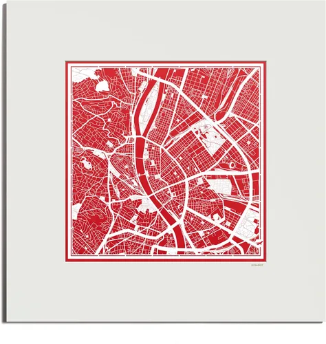Miniatura 121 de O3 Design Studio Mapa de corte de papel Madrid negro mate de 20 x 20 pulgadas