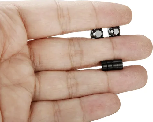 Miniatura 4 de JOERICA 2-4 pares de colgantes magnéticos de acero inoxidable para hombres y mujeres sin perforador de clip en pendientes CZ de 0.236-0.315in