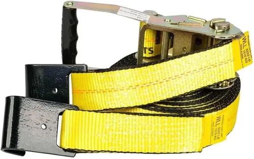 Miniatura 8 de Mytee Products Correas de amarre de trinquete con ganchos planos, 2 pulgadas x 20 pies amarillos 10,000 libras de resistencia a la rotura