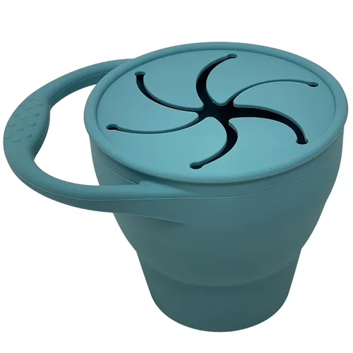 Miniatura 4 de BraveJusticeKidsCo - Snack Attack Cup - Contenedor de bocadillos de silicona plegable, recipiente para snacks para bebés y niños pequeños Citadel