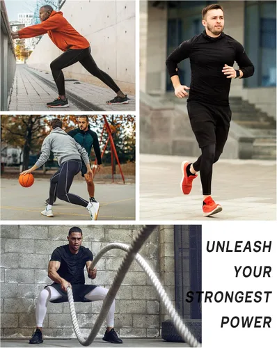 Miniatura 5 de Roadbox - Paquete de 1, 2 o 3 pantalones de compresión para hombre con capa base atlética, leggings ajustados para correr, yoga y baloncesto