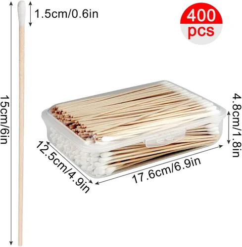 Miniatura 4 de 6 Inch Long Cotton Swabs, Pointed/Round Tips for Detail Cleaning, Gun Cleaning Supplies, Keyboard, Electronics, Crafts and Hard-to-Reach Areas
