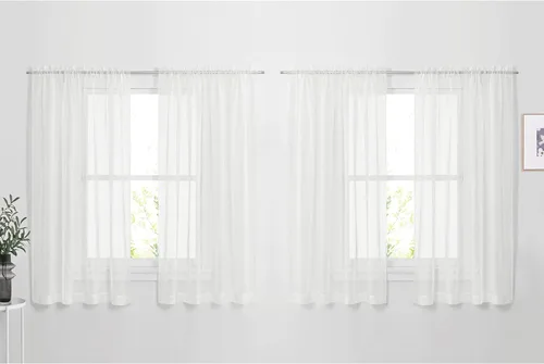 Miniatura 7 de NICETOWN Cortinas traslúcidas de gasa para ventana de dormitorio, bolsillo para barra, elegantes cortinas traslúcidas ligeras que llegan al suelo