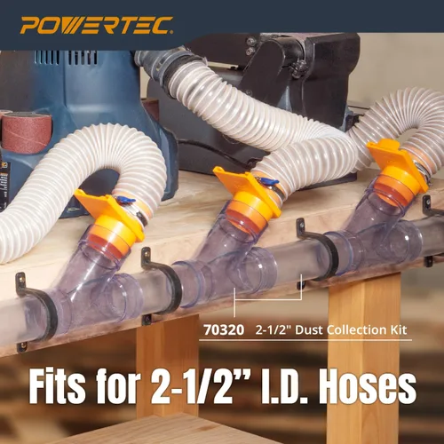 Miniatura 4 de POWERTEC Tubo de PVC transparente de 2-1/2 x 36 pulgadas de largo, 1 tubo de plástico rígido, tubo redondo compatible con accesorio de recolección