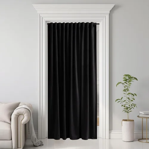 Miniatura 39 de StangH - Cortinas opacas de terciopelo con pestaña trasera, aislamiento térmico, para puerta corrediza, dormitorio, telón de fondo, estudio, teatro