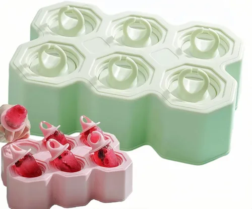 Molde de paletas para niños, 6 piezas de silicona para hacer helados, moldes de helado congelados, accesorios de cocina, fácil liberación, leche