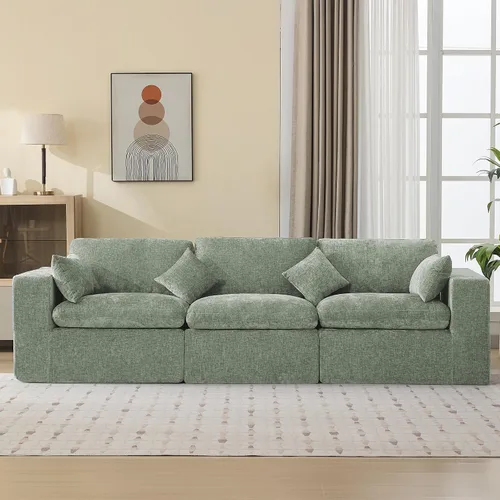 Miniatura 58 de Sofá modular sin hueso de 115 pulgadas, sofá modular modular con otomana, tapizado de gran tamaño, convertible, cómodo sofá de felpilla de 4 plazas