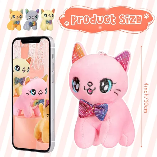 Miniatura 2 de Chalyna 12 Piezas Lindo Juguete de Animal de Peluche de 4 Pulgadas Mini Peluche Sirena Tigre Tortuga Cachorro Cerdo Alpaca Gato Adornos Muñeca