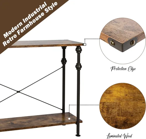 Miniatura 8 de Mesa consola, 39.5", marrón y negro