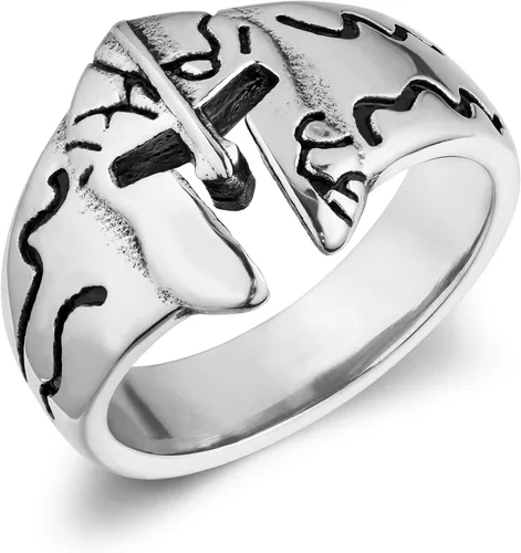 HZMAN Spartan - Anillo de casco para hombres y niños, acero inoxidable, vintage, griego antiguo, guerrero, motociclista, regalo de joyería