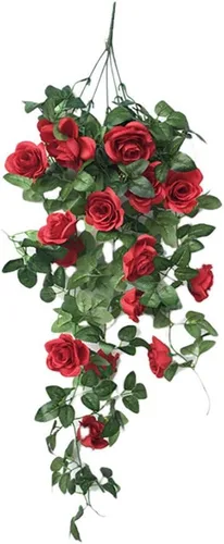 Miniatura 5 de Flores artificiales colgantes de vid de 31.5 pulgadas, planta colgante falsa, flores de rosas de seda, flor sintética para jardín al aire libre