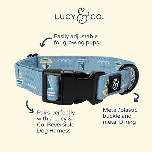 Miniatura 2 de Lucy & Co. Set Sail - Collar ajustable para perro, lindo collar de diseñador para perros pequeños, medianos y grandes, accesorios para perros