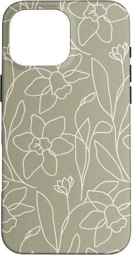 Miniatura 19 de Poppy Flower Line Art Modern Leaves Boho Artichoke Green Case for iPhone 17