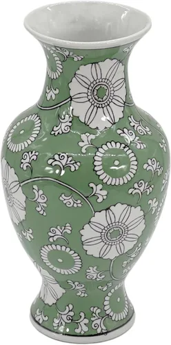 Miniatura 13 de Galt International Jarrón de Cerámica Floral de Grulla Chinoiserie Blanco y Azul de 14" - Jarrón Antiguo Pintado a Mano de Porcelana Estilo Chino