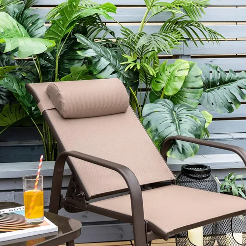 Miniatura 2 de Tangkula Juego de bistró para exteriores, 3 sillas reclinables apilables para patio con respaldo ajustable y plegable, reposacabezas extraíbles