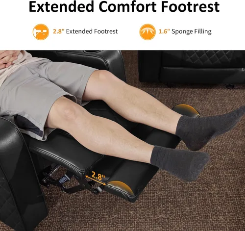 Miniatura 8 de MCombo Sofá Loveseat Eléctrico de 3 Asientos de 76.7'' para Adultos, Asiento de Cine en Casa con Reposacabezas Eléctrico, Certificado FSC, Puertos