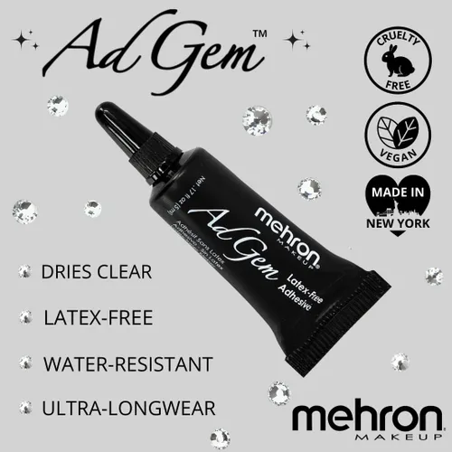 Miniatura 4 de Mehron Makeup AdGem Adhesive Pegamento sin látex para cuerpo y pestañas para pedrería y pestañas postizas Adhesivo cosmético fuerte – 5 ml