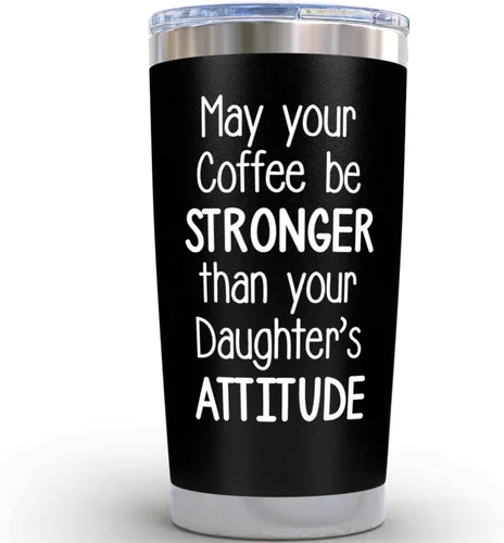 Miniatura 13 de KLUBI Regalos de cumpleaños para papá de parte de la hija, taza divertida con texto en inglés "Like Father Like Daughter Oh Crap", regalos