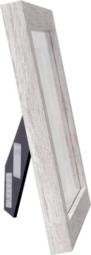 Miniatura 3 de Malden International Designs - Marco de fotos lineal de madera flotante de 3.5 x 5 pulgadas, 2 aperturas, color blanco jaspeado, MDF de calidad