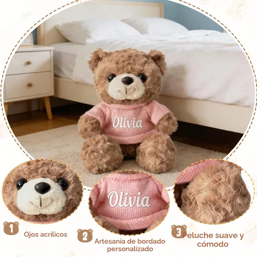 Miniatura 3 de Oso de peluche personalizado con nombre bordado personalizado, animal de peluche suave de 10/12/16 pulgadas, día de San Valentín, cumpleaños