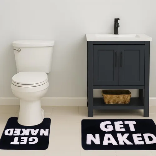 Miniatura 6 de Juego de alfombras de baño Get Naked – Alfombra de baño de microfibra y alfombra de contorno en forma de U, lavable a máquina, antideslizante
