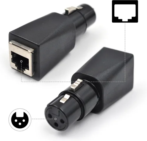 Miniatura 2 de (4 unidades) macho adaptador XLR de 3 pines Conector DMX a RJ45 a Ethernet, negro