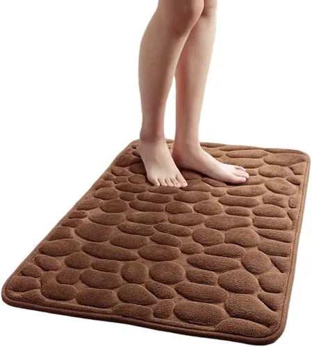 Miniatura 4 de Alfombra de Baño con Relieve De Adoquines, Alfombra De Baño, Absorción De Agua, Antideslizante, Espuma Viscoelástica, Absorbente, Lavable Alfombra