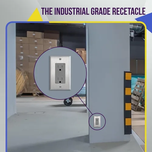Miniatura 4 de ENERLITES Toma de corriente decorativa de grado industrial, 15A 125V, receptáculo dúplex resistente a manipulaciones, conexión a tierra, 5-15R, 2