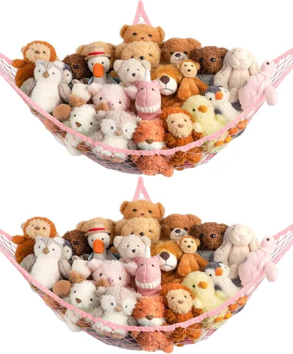 Miniatura 12 de Red de Hamaca de Almacenamiento para Animales de Peluche en la Esquina - Gran Red de Hamaca de Juguete para Decoración de Habitación de Animales