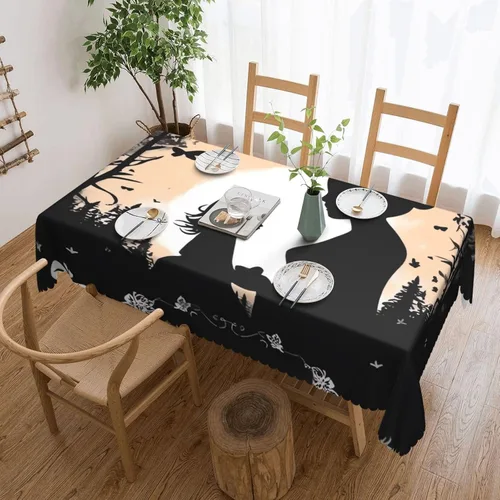 Miniatura 12 de KHiry Manteles rectangulares de 54 x 72 pulgadas, diseño de algunas olas e hibisco, impermeable, resistente, mantel decorativo, sin arrugas