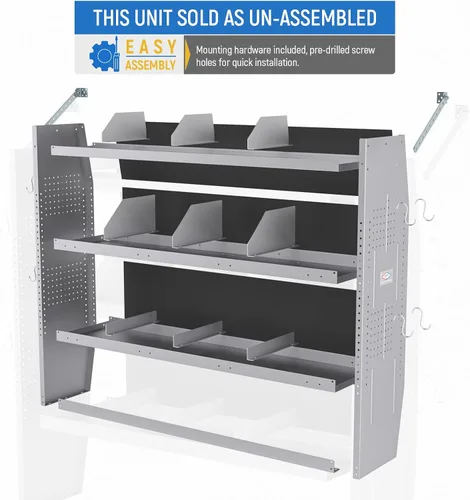 Miniatura 4 de AA Products SH-4605 (2) Sistema de almacenamiento de estanterías de techo bajo/medio/alto para furgonetas de techo bajo, medio y alto, compatible