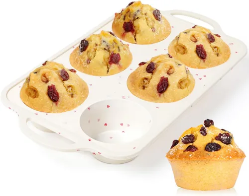 Miniatura 11 de CAKETIME Molde para mini muffins, molde para mini cupcakes con marco reforzado de metal, moldes para muffins de silicona antiadherentes con asa