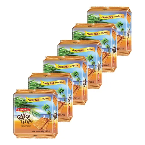 BRITANNIA Nice Time - 16.9 onzas (16.93 oz) – Deliciosa galleta de coco crujiente – Bebidas favoritas para el desayuno y la hora del té – Halal y