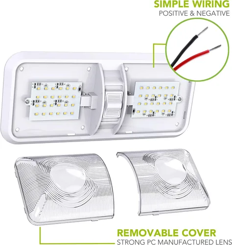 Miniatura 4 de Paquete de 2 luces LED para techo con doble cúpula para RV con interruptor de encendido/apagado para iluminación