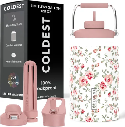 Miniatura 12 de The Coldest Water Bottle - Botella de un galón de agua con tapa superior abatible, con popote, botella de agua de 128 oz (1 galón)