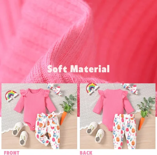 Miniatura 80 de Aalizzwell Conjunto de mameluco acanalado para bebé recién nacido prematuro para otoño e invierno