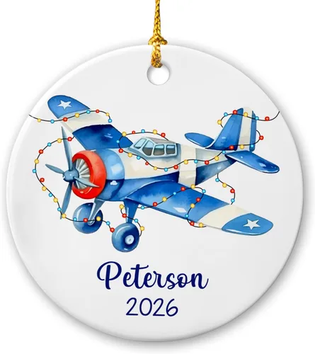 Adorno de avión piloto de Navidad para hombres y mujeres, adorno personalizado para árbol de Navidad de piloto 2026, adornos de Navidad