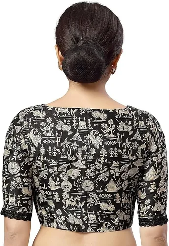 Miniatura 2 de Blusa de algodón puro con estampado Sari Ajrak de aspecto fresco, confeccionada para mujer