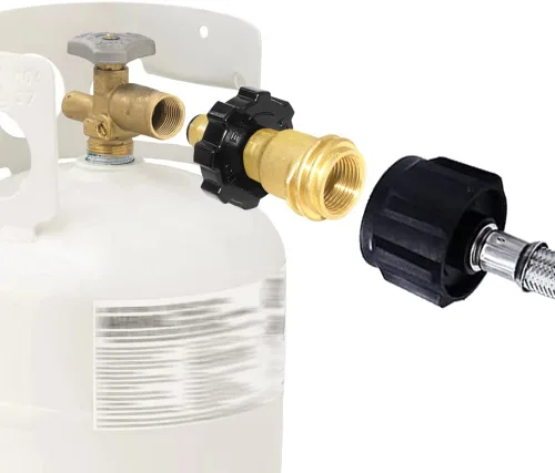 Miniatura 3 de Joywayus Adaptador universal de tanque de propano que convierte POL a QCC1 / Tipo 1, dispositivo de seguridad de control de válvula de latón