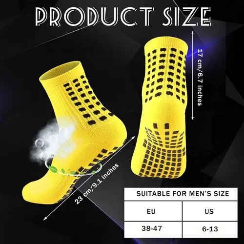 Miniatura 2 de Elfcool Calcetines de fútbol con agarre, 6 pares de almohadillas antideslizantes de agarre atlético calcetines de fútbol para hombres y mujeres