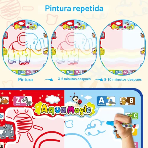 Miniatura 2 de Jasonwell Tapete para dibujar agua acuática de 31 x 31 pulgadas, tapete grande de dibujo mágico para colorear, juguetes educativos, regalos