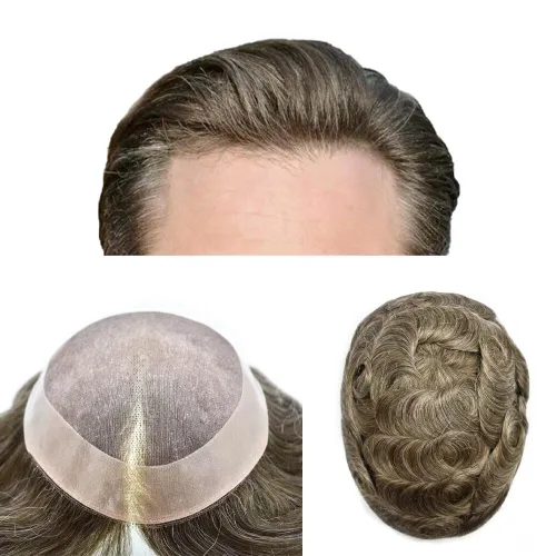 Miniatura 23 de FACE MIRACLE - Pelucas de cabello humano real para hombre, con revestimiento de poliéster, prótesis de cabello masculino, 8 x 11, 1#, negro